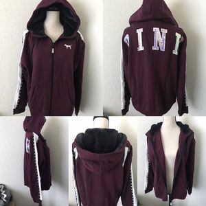 PINK Bling Faux Fur Lined Hoodie Jacket